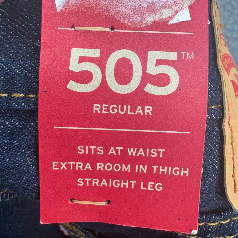 Levis 505 Regular Fit Jeans Mens 34x30 Dark Wash Straight Leg Denim Pants